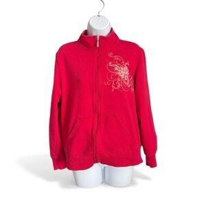 Y2K Silverwear Full Zip Red Hooded Sweatshirt Women’s Size L